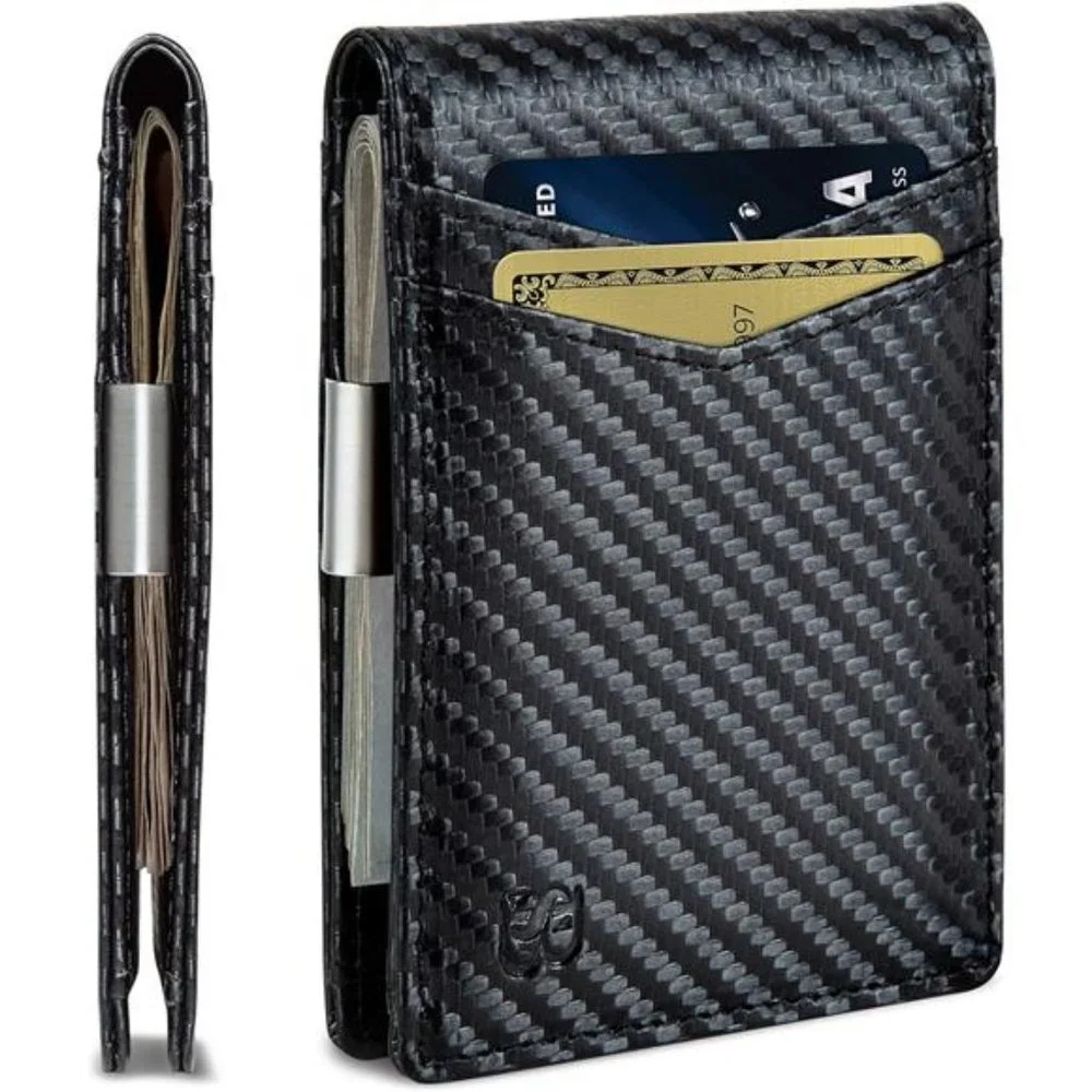 Men's Wallets slim Front Pocket RFID Blocking Card Holder Minimalist Mini Bifold